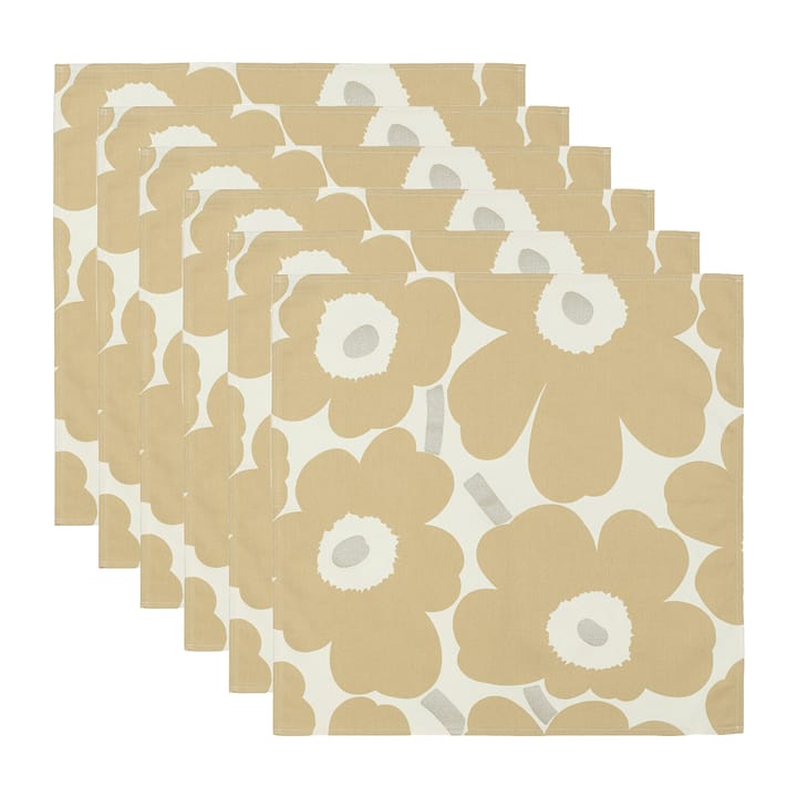 Serviette Pieni Unikko 43x43 cm, lot de 6 - Beige-argent-blanc - Marimekko