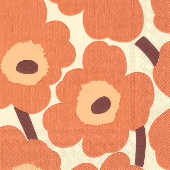 Serviette Unikko 33x33 cm Lot de 20 - Cream-Terracotta - Marimekko