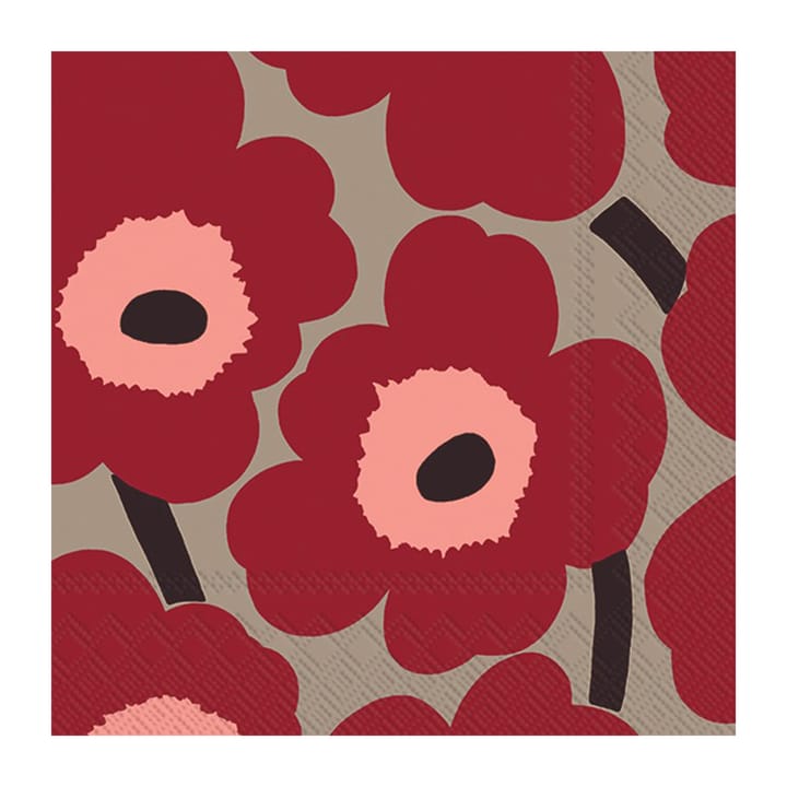 Serviette Unikko 33x33 cm Lot de 20 - Red-linen - Marimekko