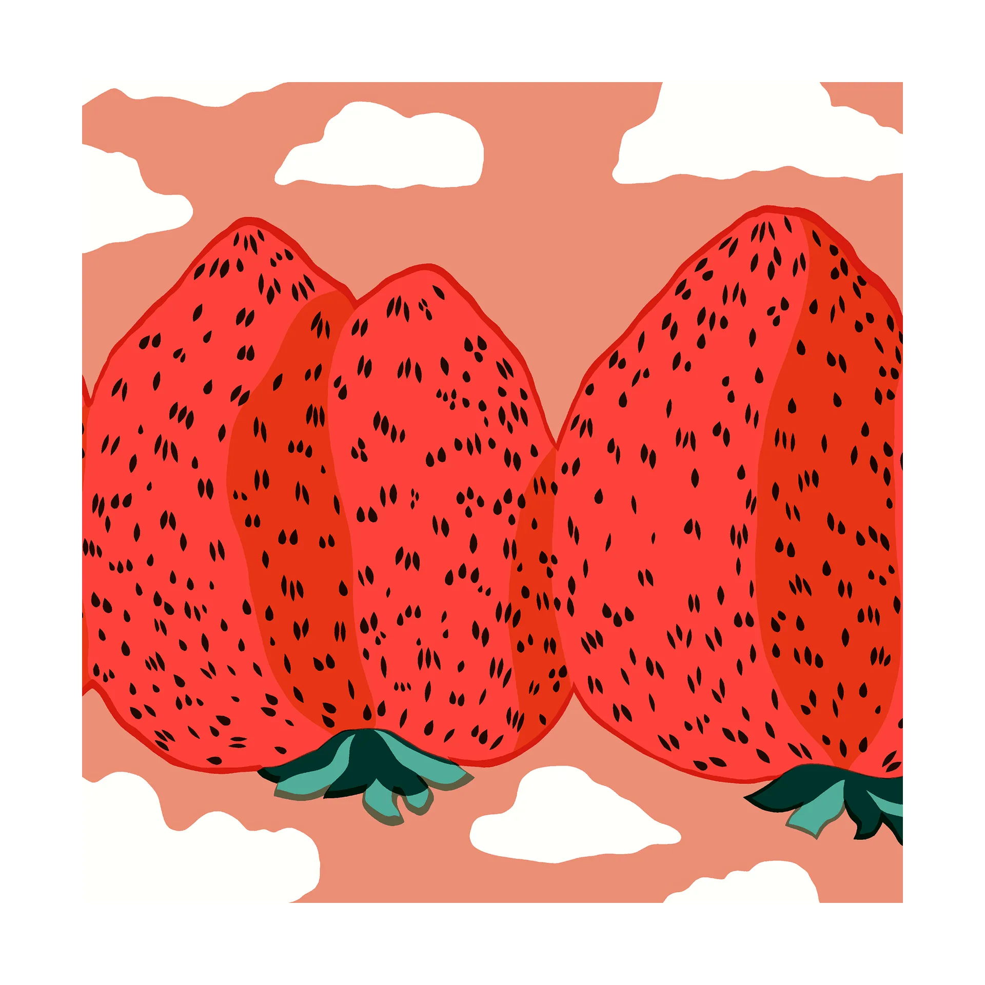 Serviettes Mansikkavuoret 33x33 cm, Pack de 20, Red Marimekko