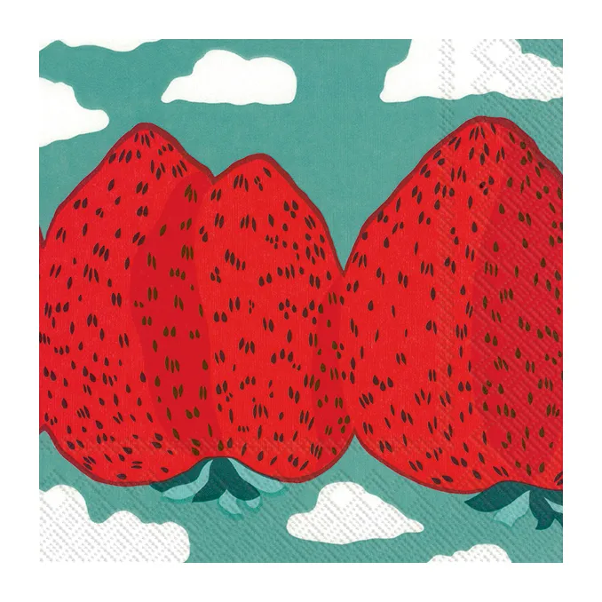 Serviettes Mansikkavuoret 33x33 cm, Pack de 20, Rouge Marimekko