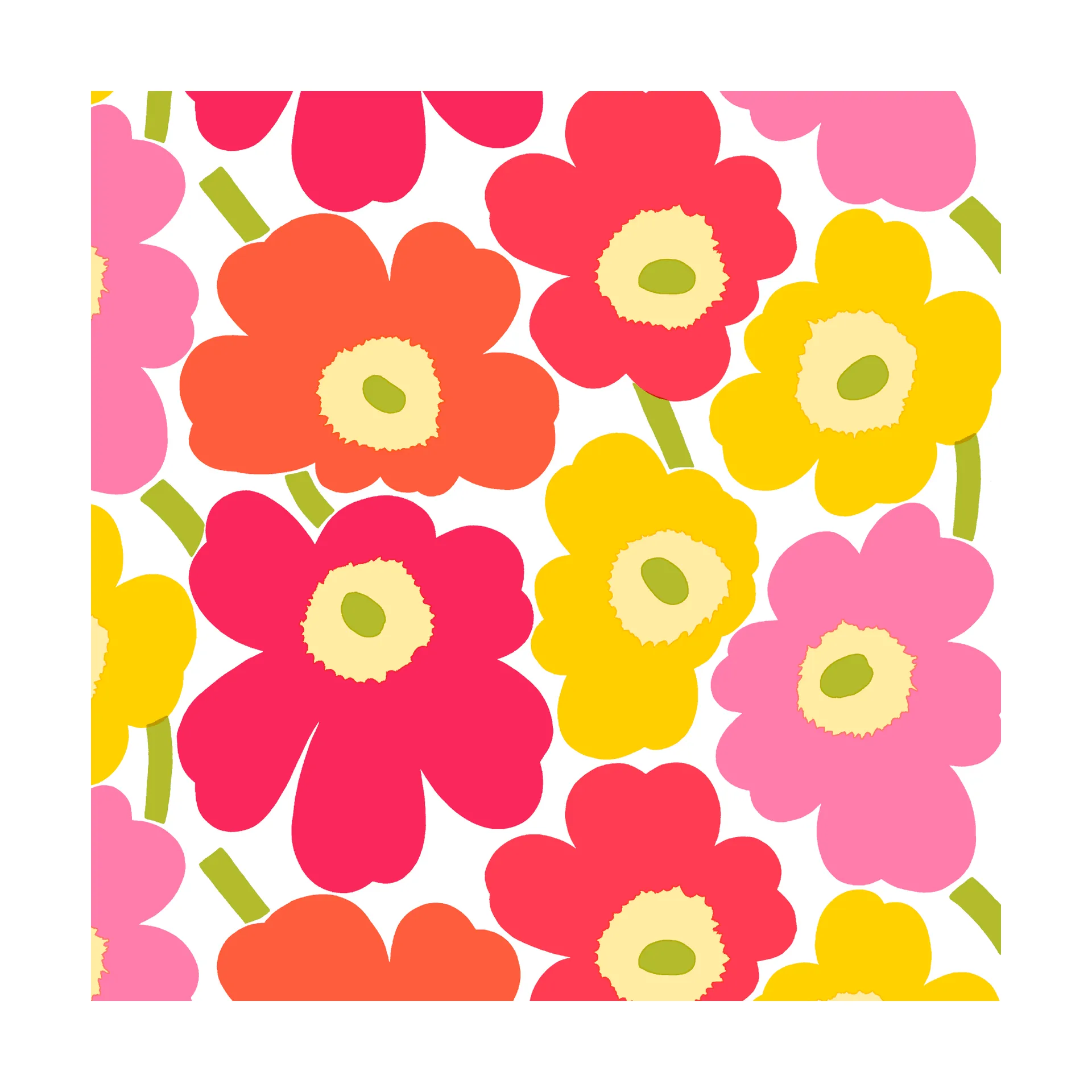 Serviettes Mini Unikko, Lot de 20, Pink-yellow Marimekko