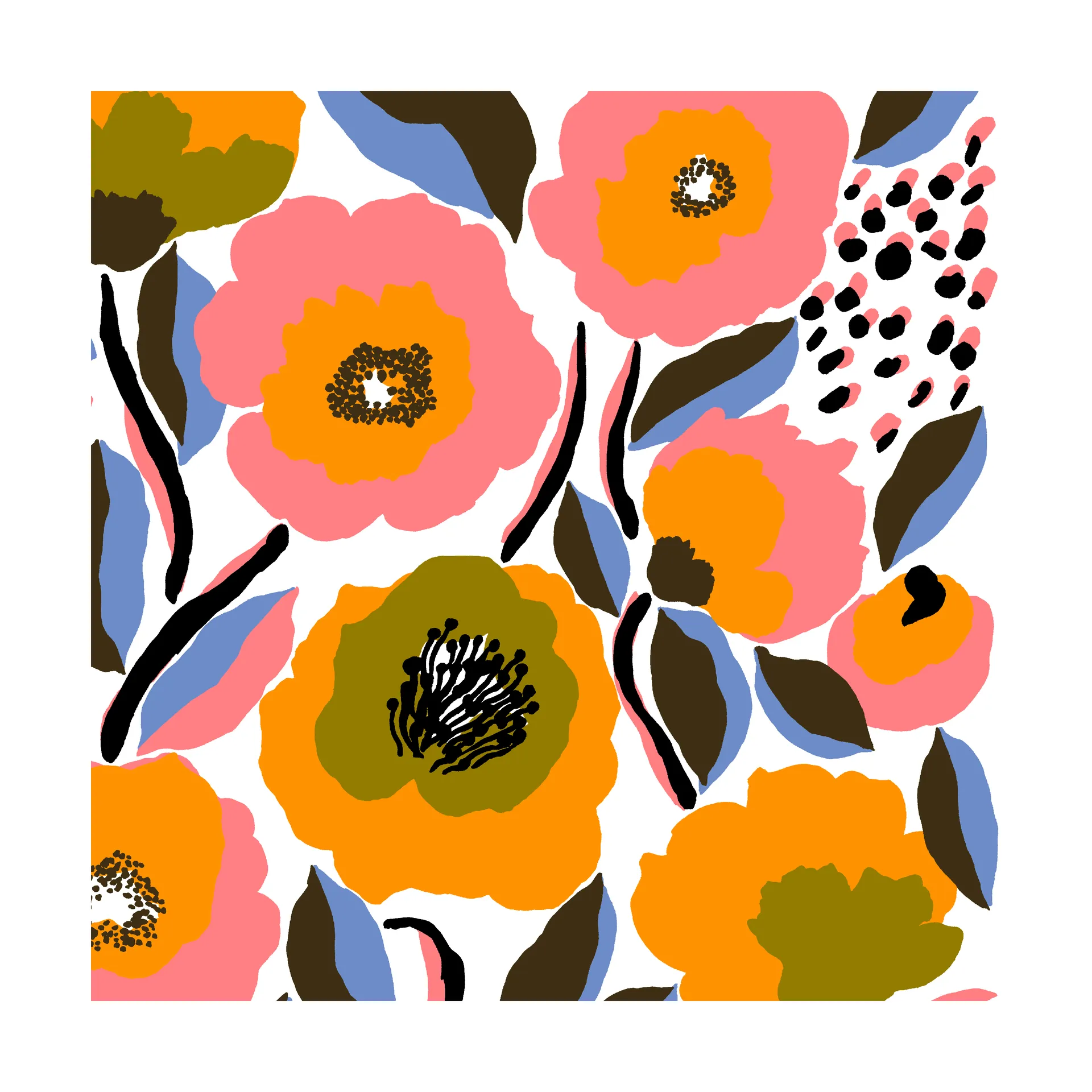 Serviettes Roserium 33x33 cm, Lot de 20, White Marimekko