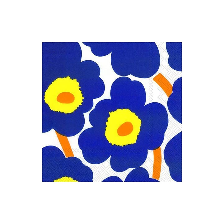 Serviettes Unikko 33x33 cm, lot de 20 - Bleu-jaune - Marimekko