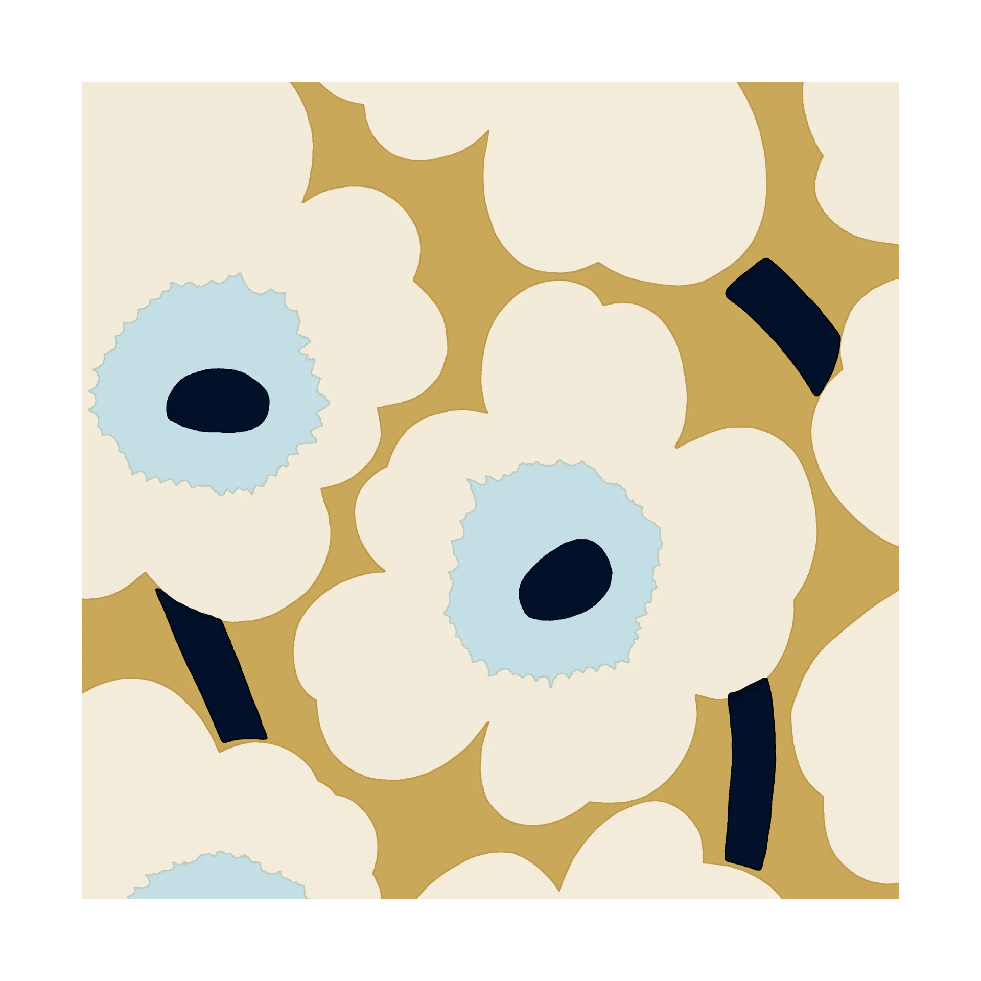 Serviettes Unikko 33x33 cm, Lot de 21, Beige-Blue Marimekko