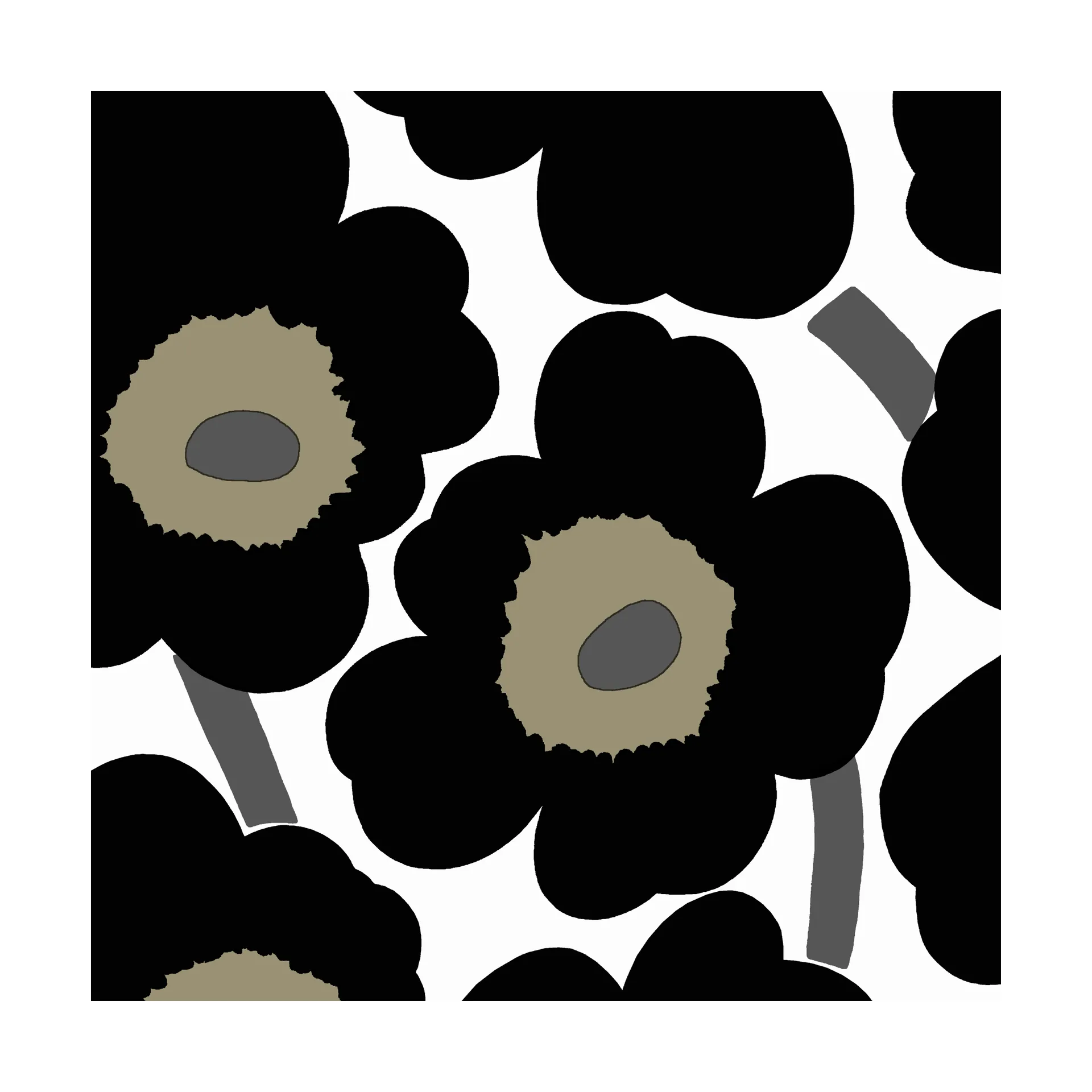 Serviettes Unikko 33x33 cm, Lot de 21, Black-White Marimekko