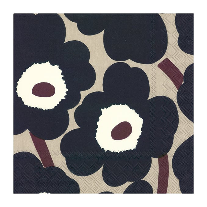 Marimekko Serviettes Unikko 33x33 cm, Lot de 21 Blue linen
