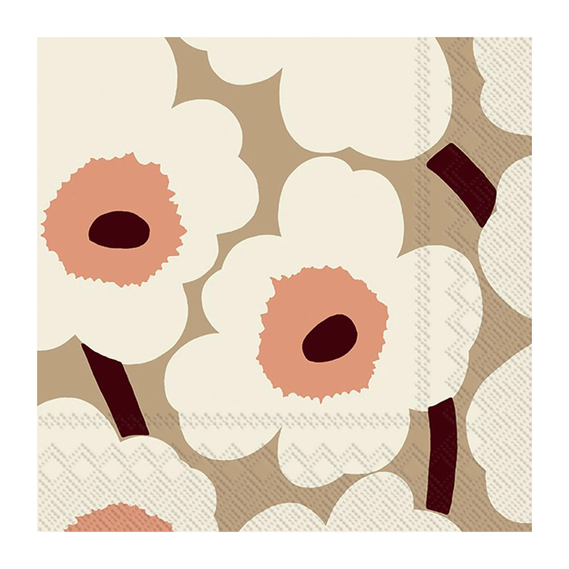 Serviettes Unikko 33x33 cm, Lot de 21, Cream Marimekko