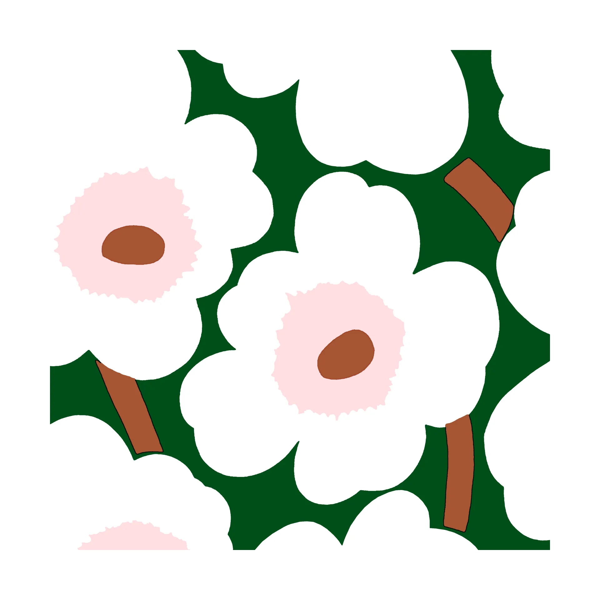 Serviettes Unikko 33x33 cm, Lot de 21, Dark green Marimekko