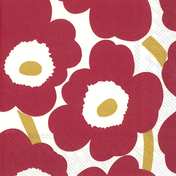 Serviettes Unikko 33x33 cm, Lot de 21, Red-Gold Marimekko