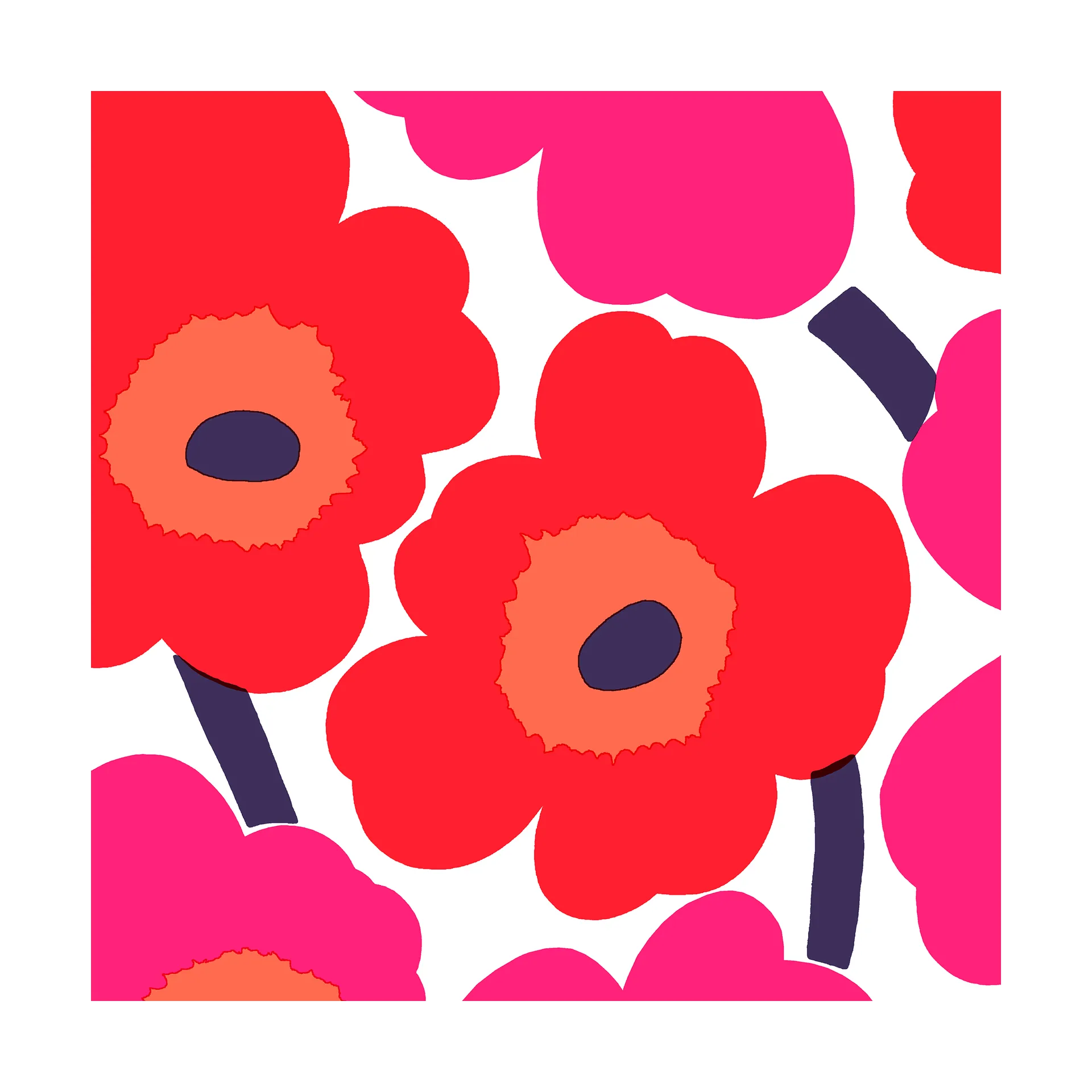 Serviettes Unikko 33x33 cm, Lot de 21, Red Marimekko