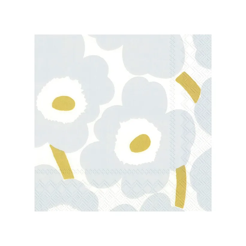 Serviettes Unikko 33x33 cm, Lot de 21, White-argent Marimekko