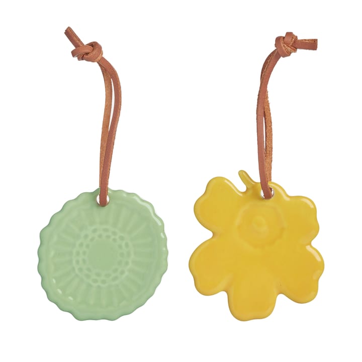 Set de 2 pendentifs de Pâques Unikko Siirtolapuutarha - Jaune-menthe - Marimekko