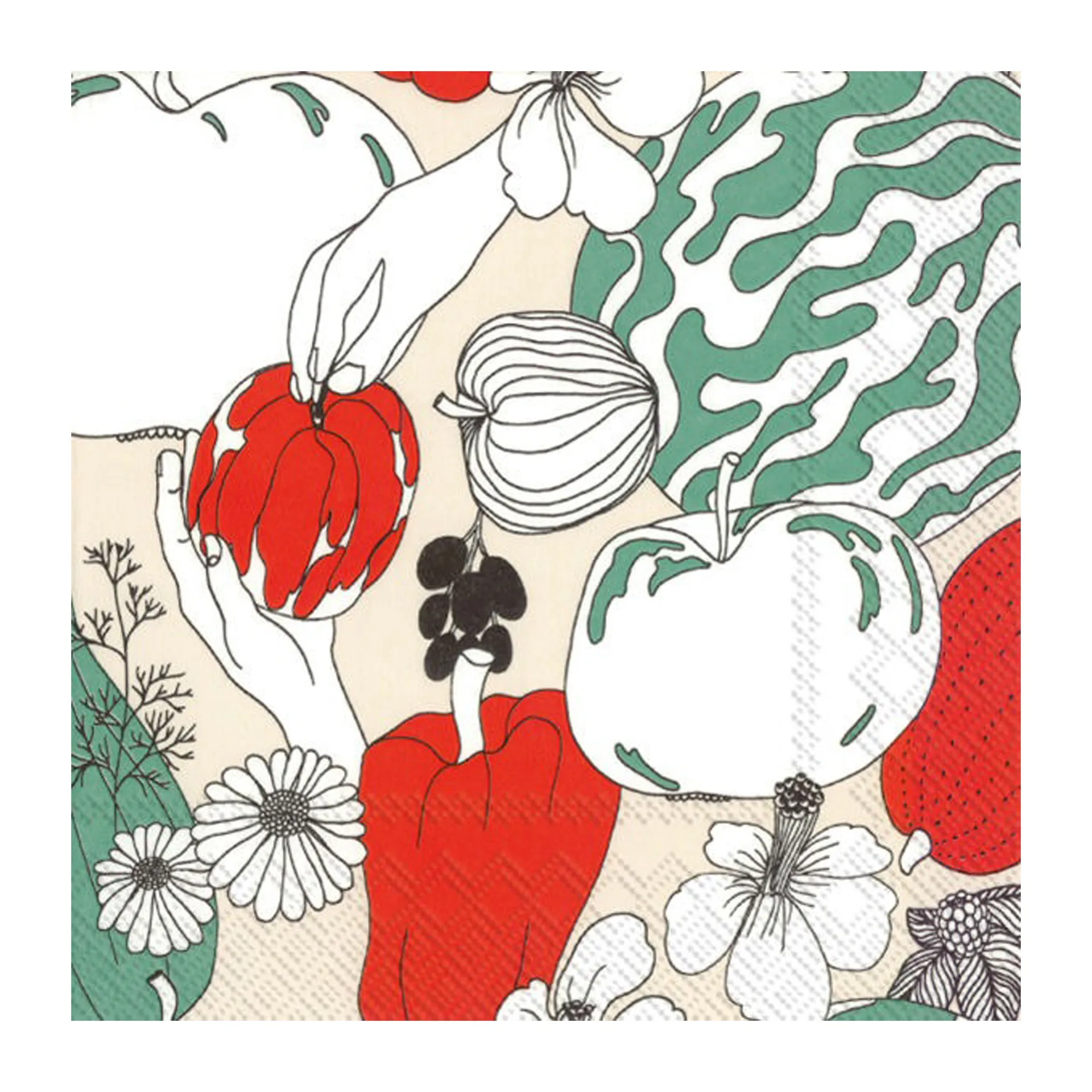 Set de 20 serviettes Vihannesmaa 33x33 cm, Cream Marimekko