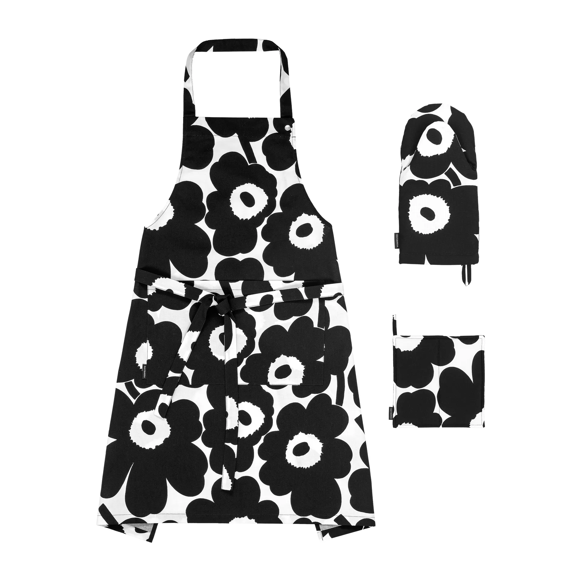 Set de linge de cuisine Pieni Unikko, Blanc-noir Marimekko
