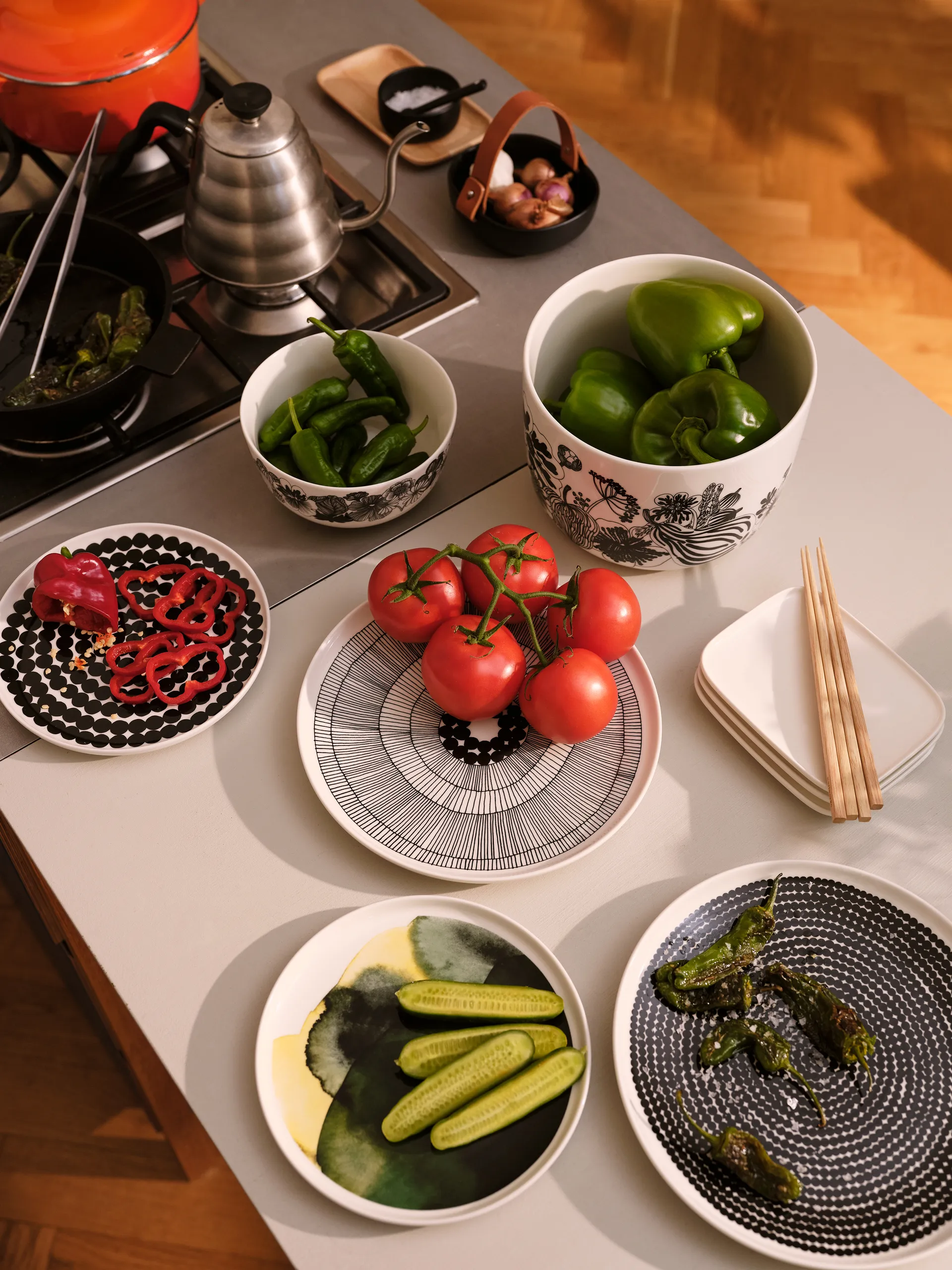 Set de petit-déjeuner Räsymatto, Blanc-noir Marimekko