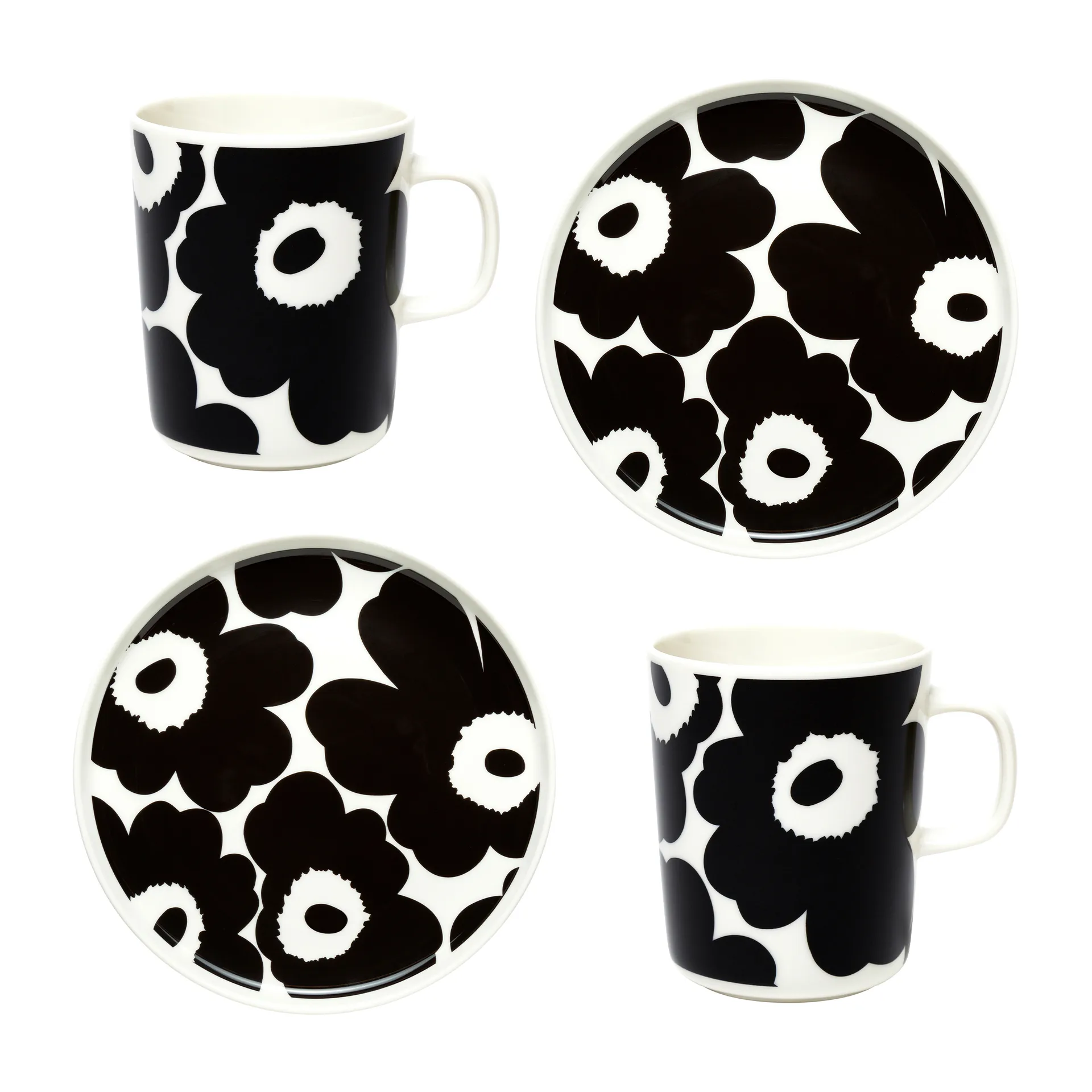 Set de petit-déjeuner Unikko, Blanc-noir Marimekko
