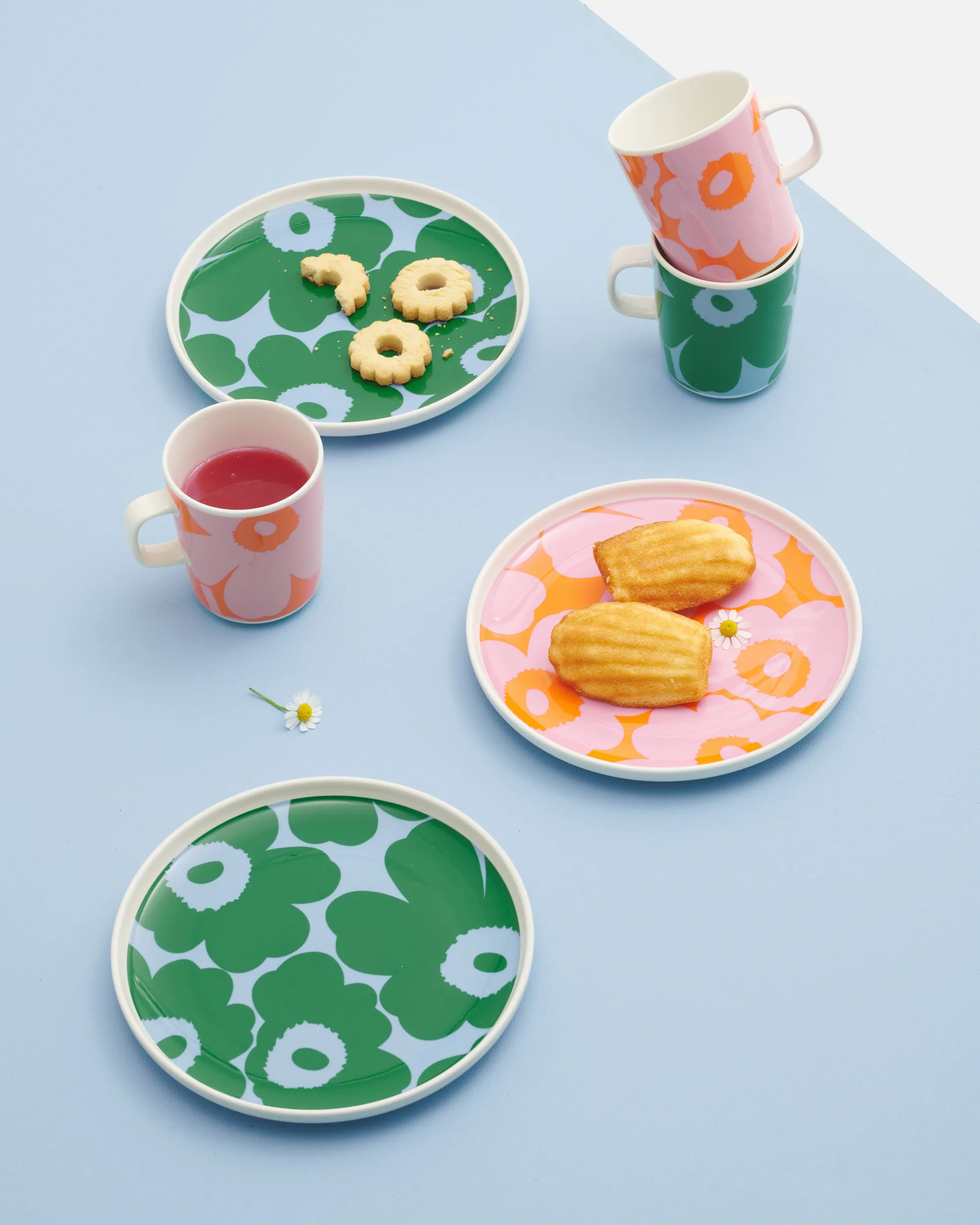 Set de petit-déjeuner Unikko, White-pink-orange, 4 pièces Marimekko