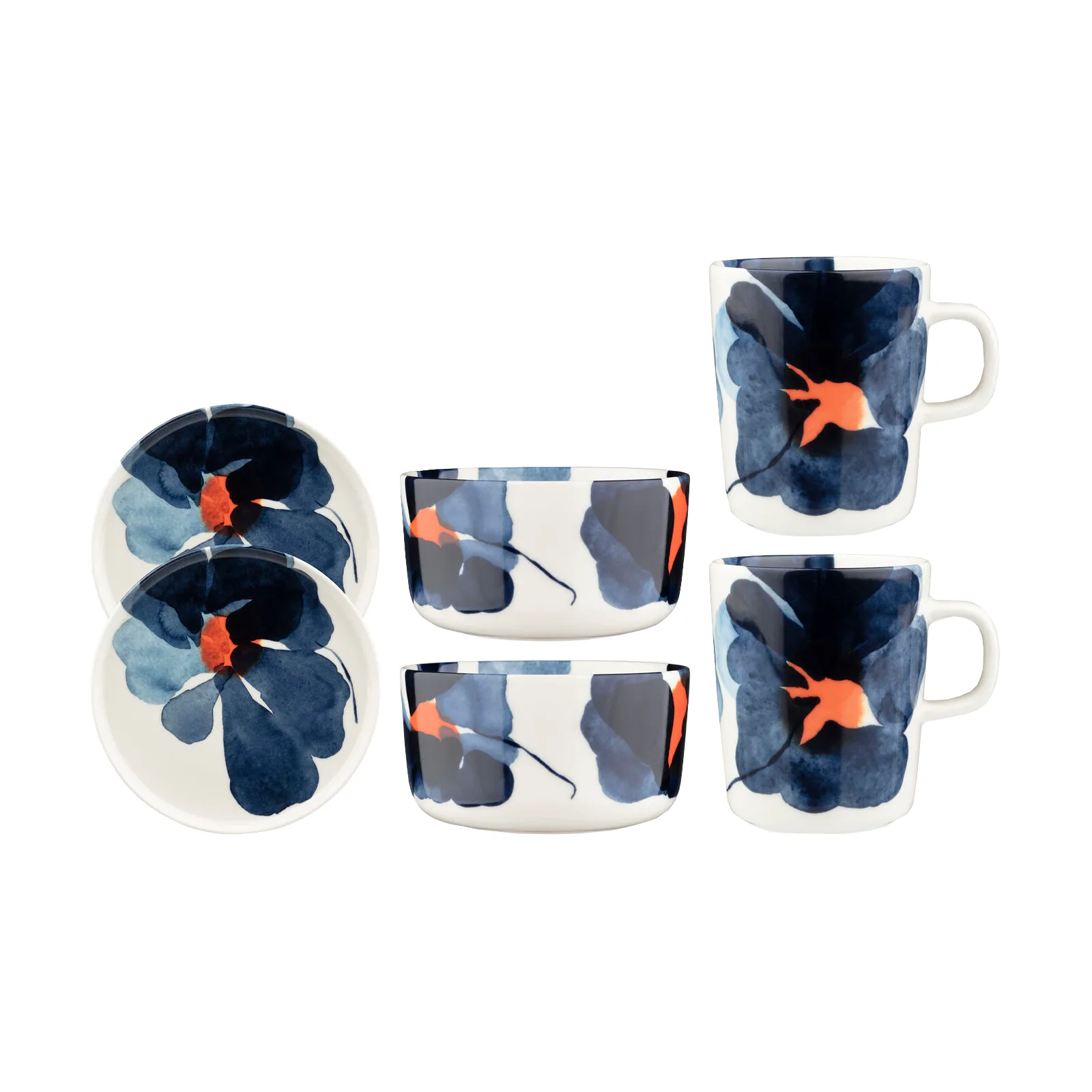 Set de petit-déjeuner Valssi, 6 pièces, White-dark blue-orange Marimekko