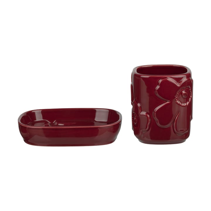 Set de salle de bain Unikko 2 pièces - Bordeaux - Marimekko