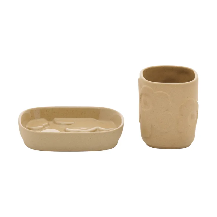 Set de salle de bain Unikko 2 pièces - grès sandstone - Marimekko