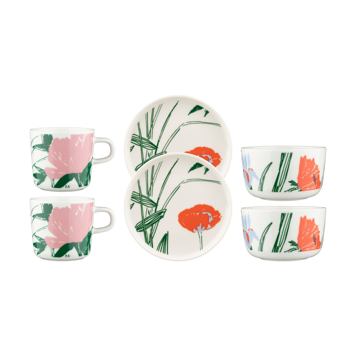 Marimekko Set de serviettes Puutarhakutsut 6 pièces White-green-orange
