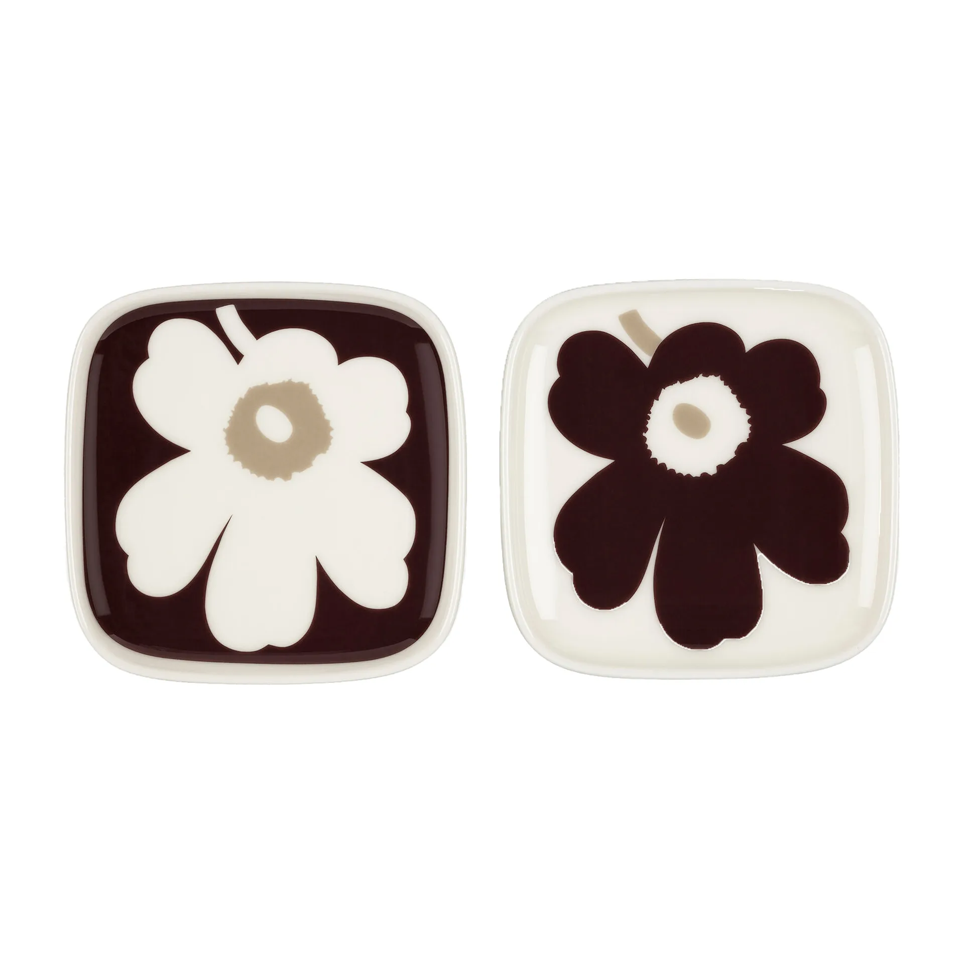 Soucoupe Unikko 10x10 cm, lot de 2, Bordeaux-blanc-beige Marimekko