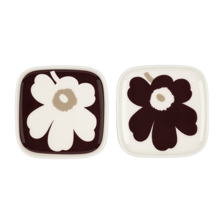 Soucoupe Unikko 10x10 cm, lot de 2 - Bordeaux-blanc-beige - Marimekko