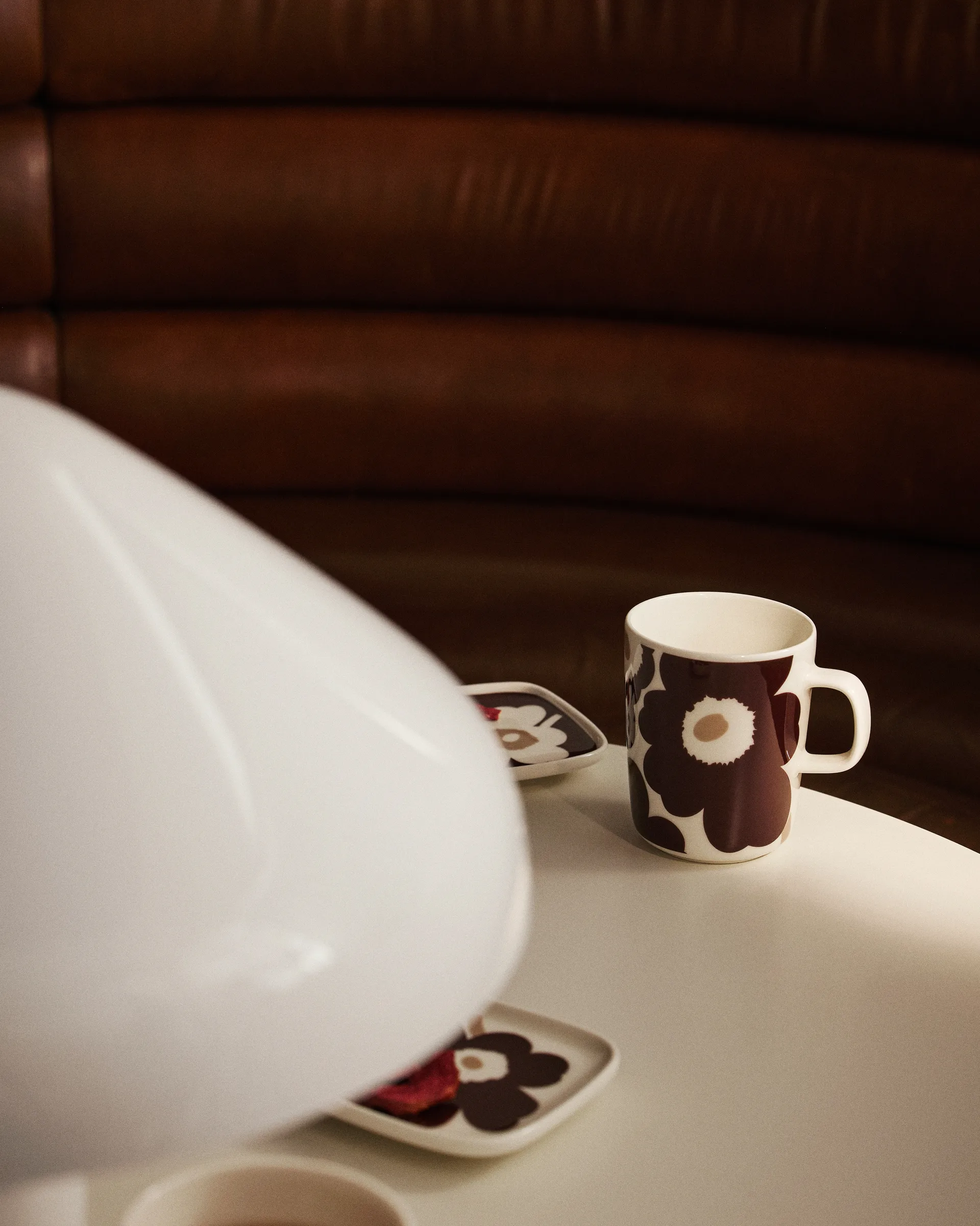 Soucoupe Unikko 10x10 cm, lot de 2, Bordeaux-blanc-beige Marimekko