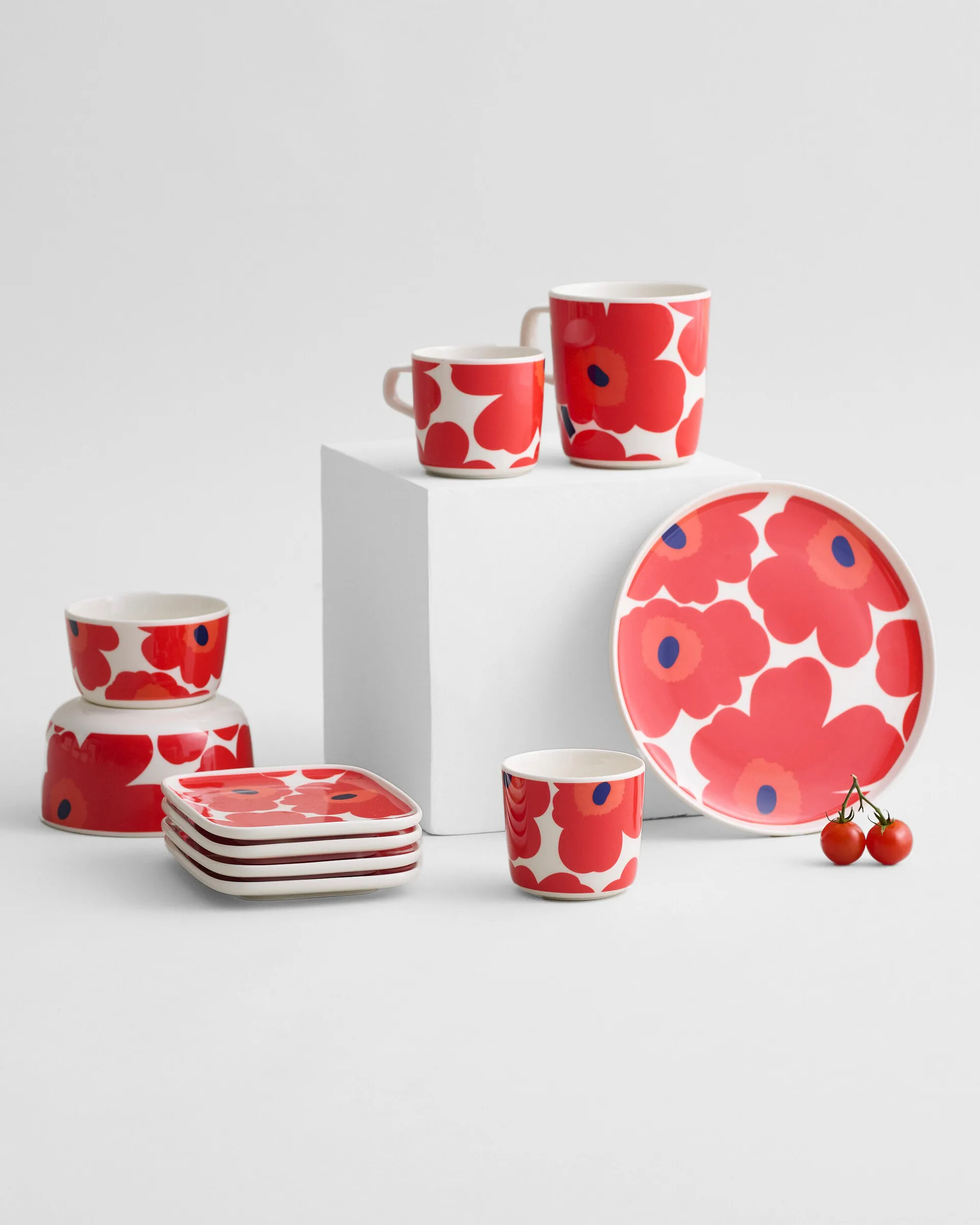 Soucoupe Unikko 15x12 cm, rouge-blanc Marimekko