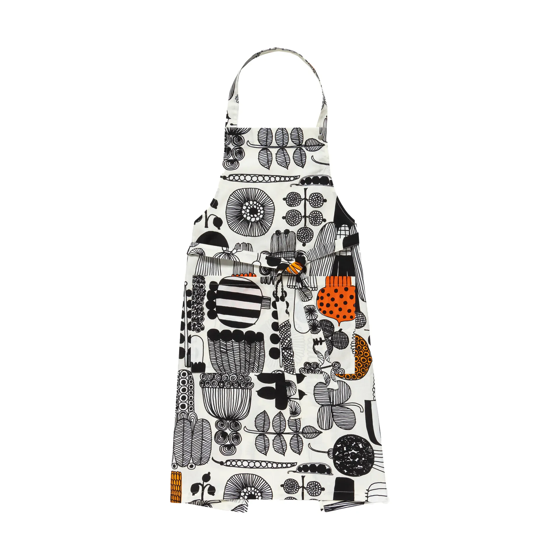 Tablier Puutarhurin parhaat, White-black-orange Marimekko