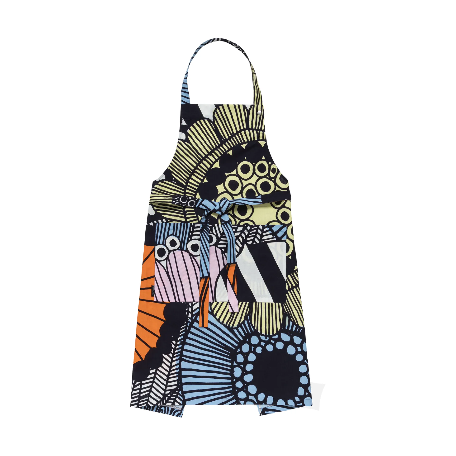 Tablier Siirtolapuutarha, White-yellow-orange-light blue Marimekko