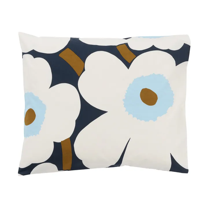 Taie d'oreiller Unikko 50x60 cm - Blueberry-off white-cold blue - Marimekko