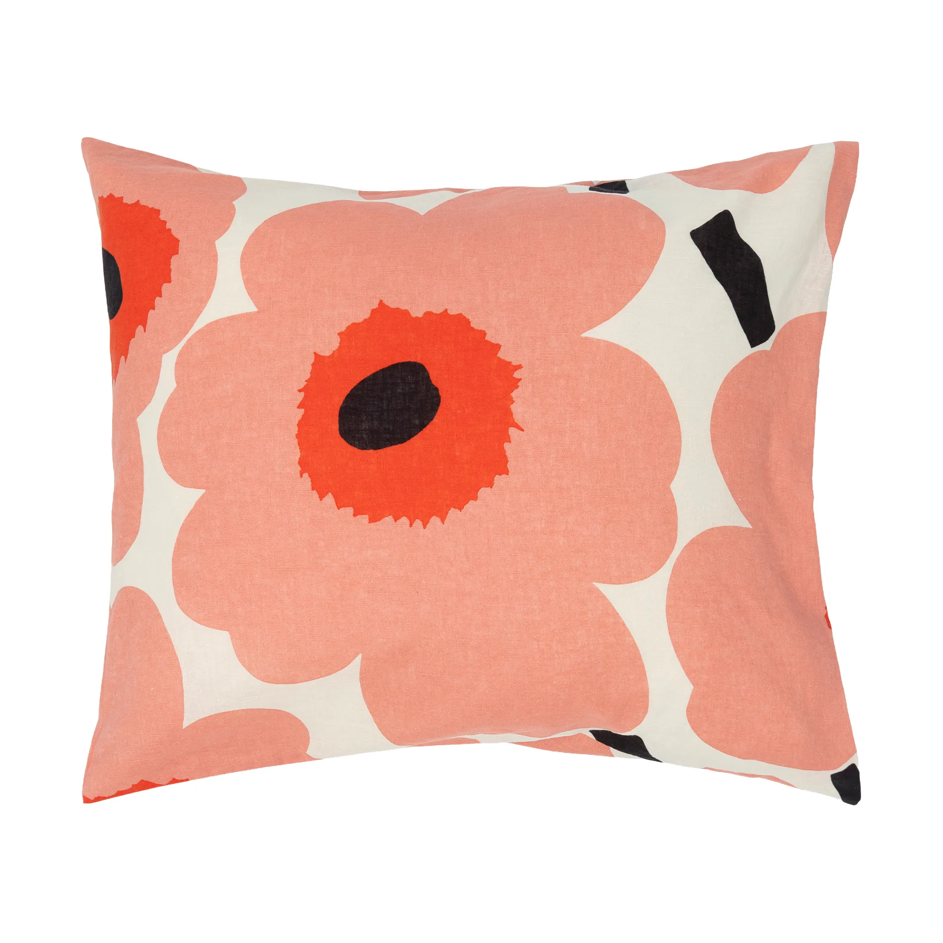 Taie d'oreiller Unikko 50x60 cm, Off white-coral-orange red-charcoal Marimekko
