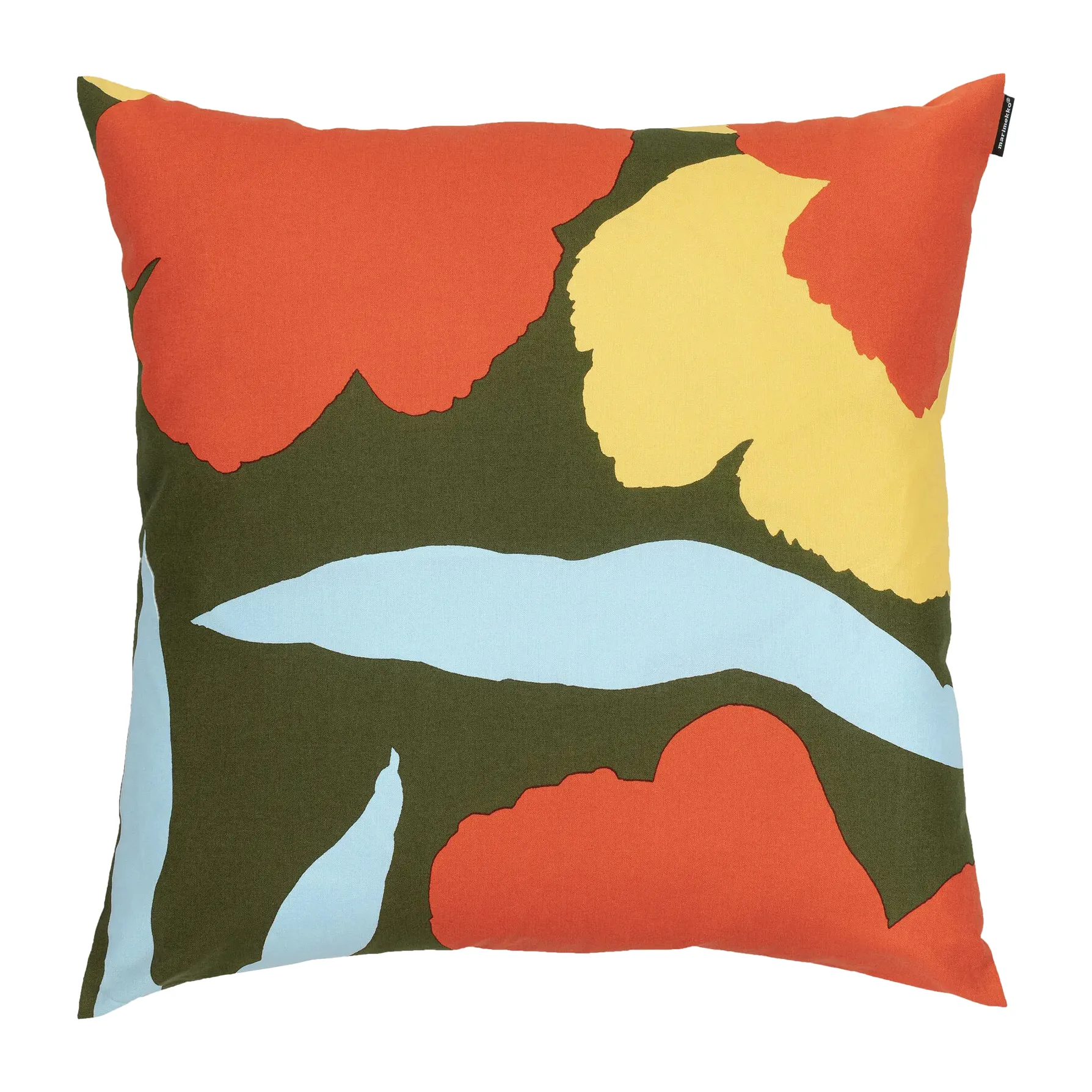 Taie Malvikki 45x45 cm, Vert foncé-orange-jaune Marimekko
