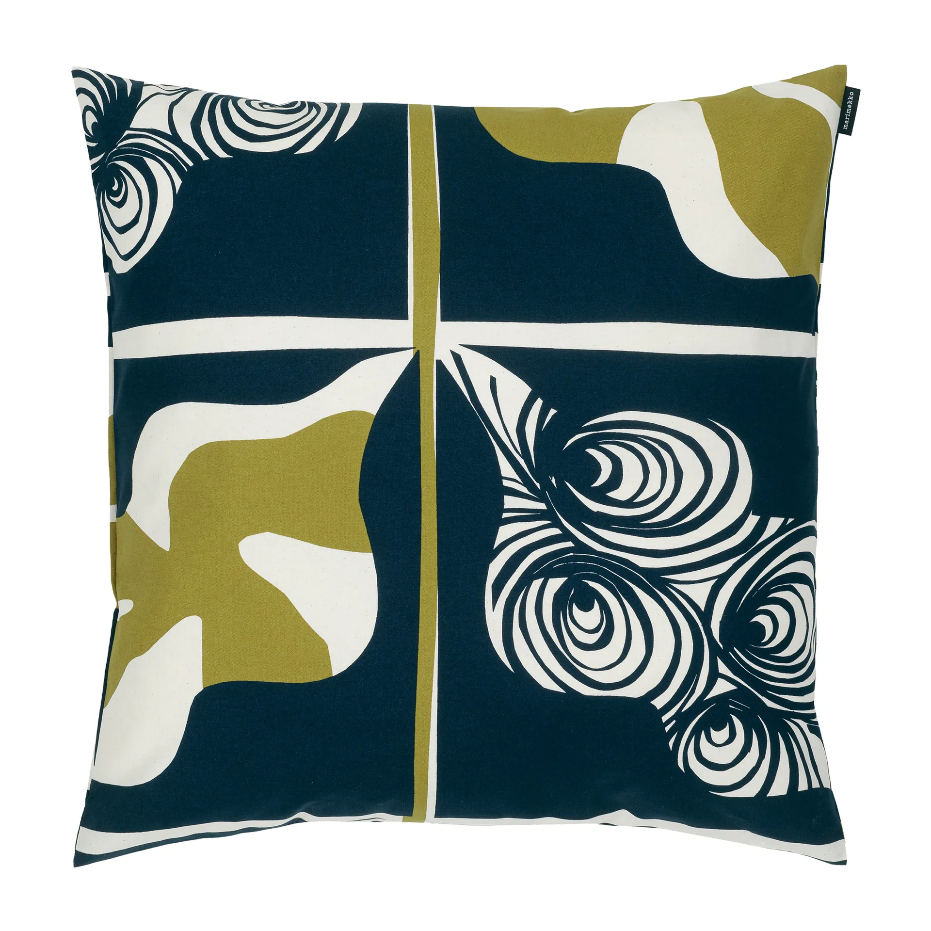 Taie Rukinlapa 50x50 cm, bleu foncé-vert-blanc Marimekko