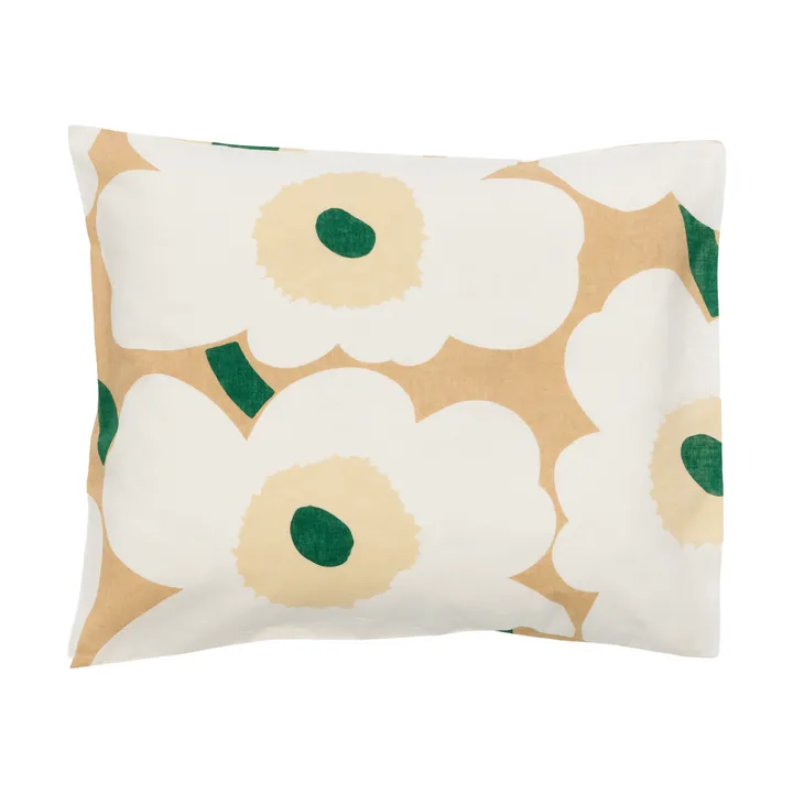 Taie Unikko 50x60 cm - Sand-off white-hay-emerald - Marimekko
