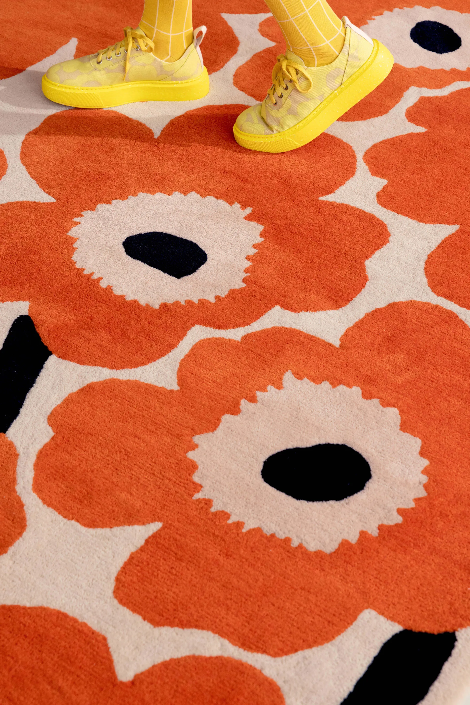 Tapis en laine Unikko, Orange Red, 170x240 cm Marimekko
