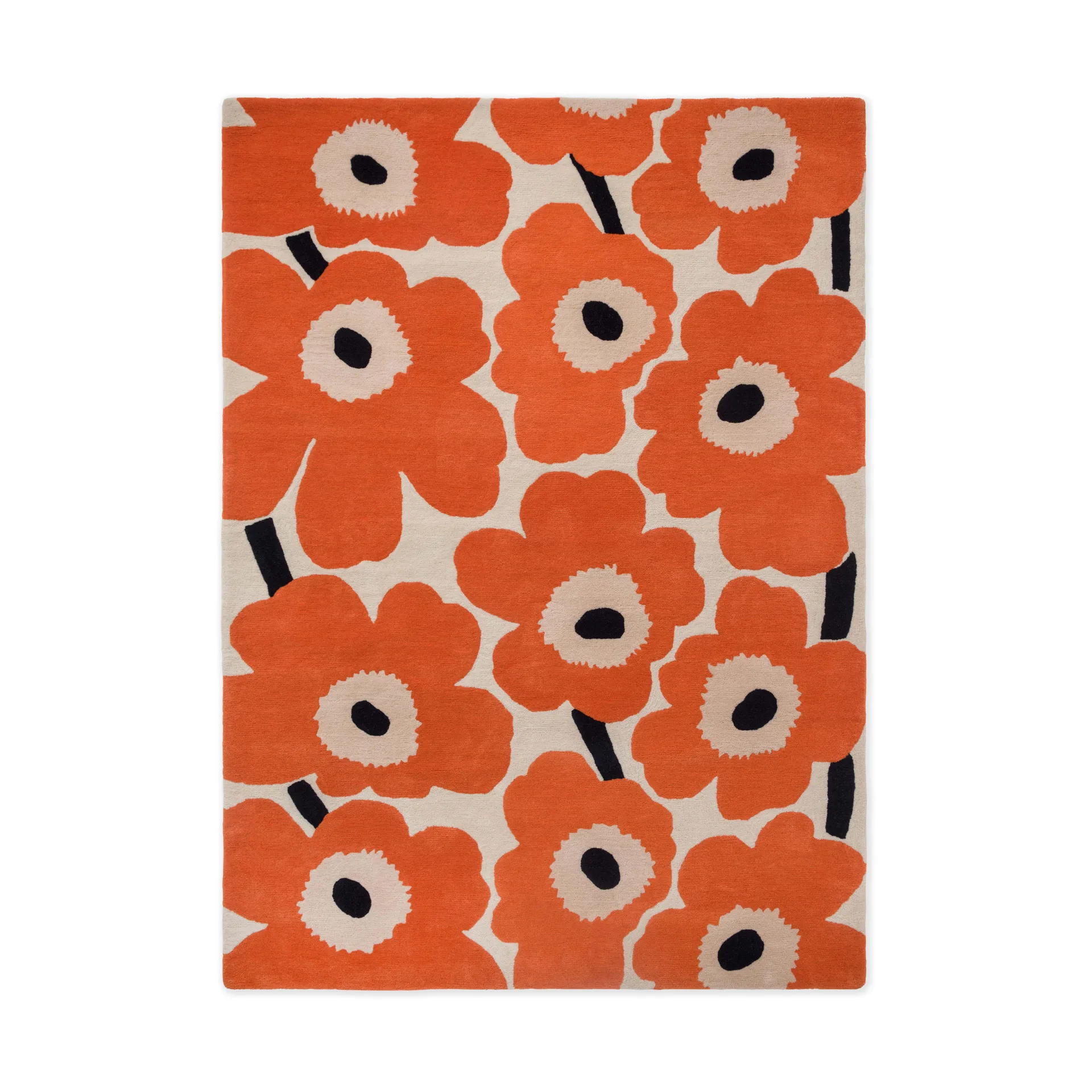 Tapis en laine Unikko, Orange Red, 250x350 cm Marimekko
