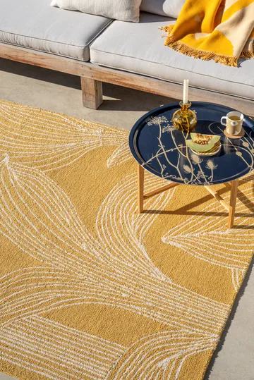 Tapis outdoor Kukat puhkeavat - Straw, 160x230 cm - Marimekko