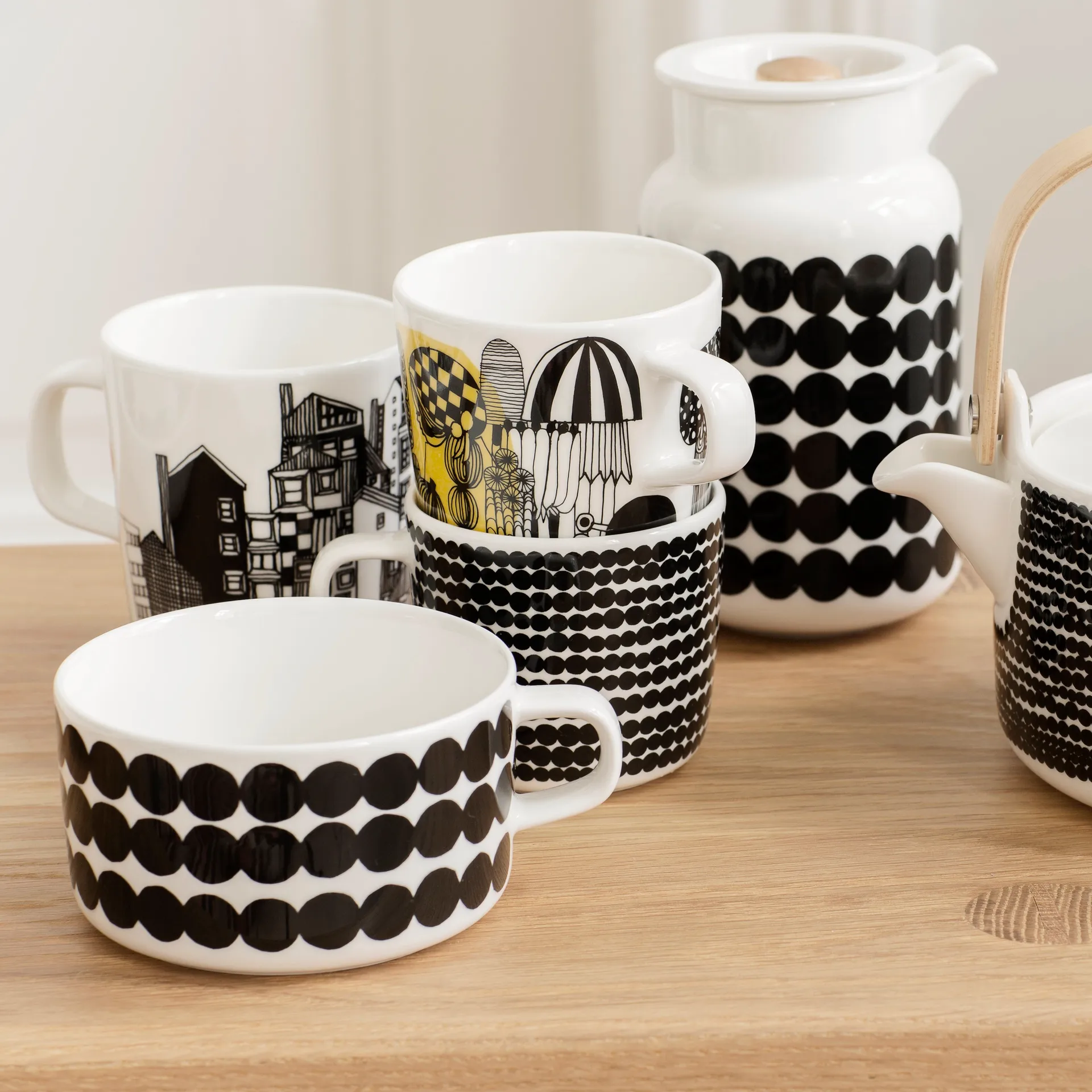 Tasse à café Räsymatto 20 cl, noir-blanc Marimekko
