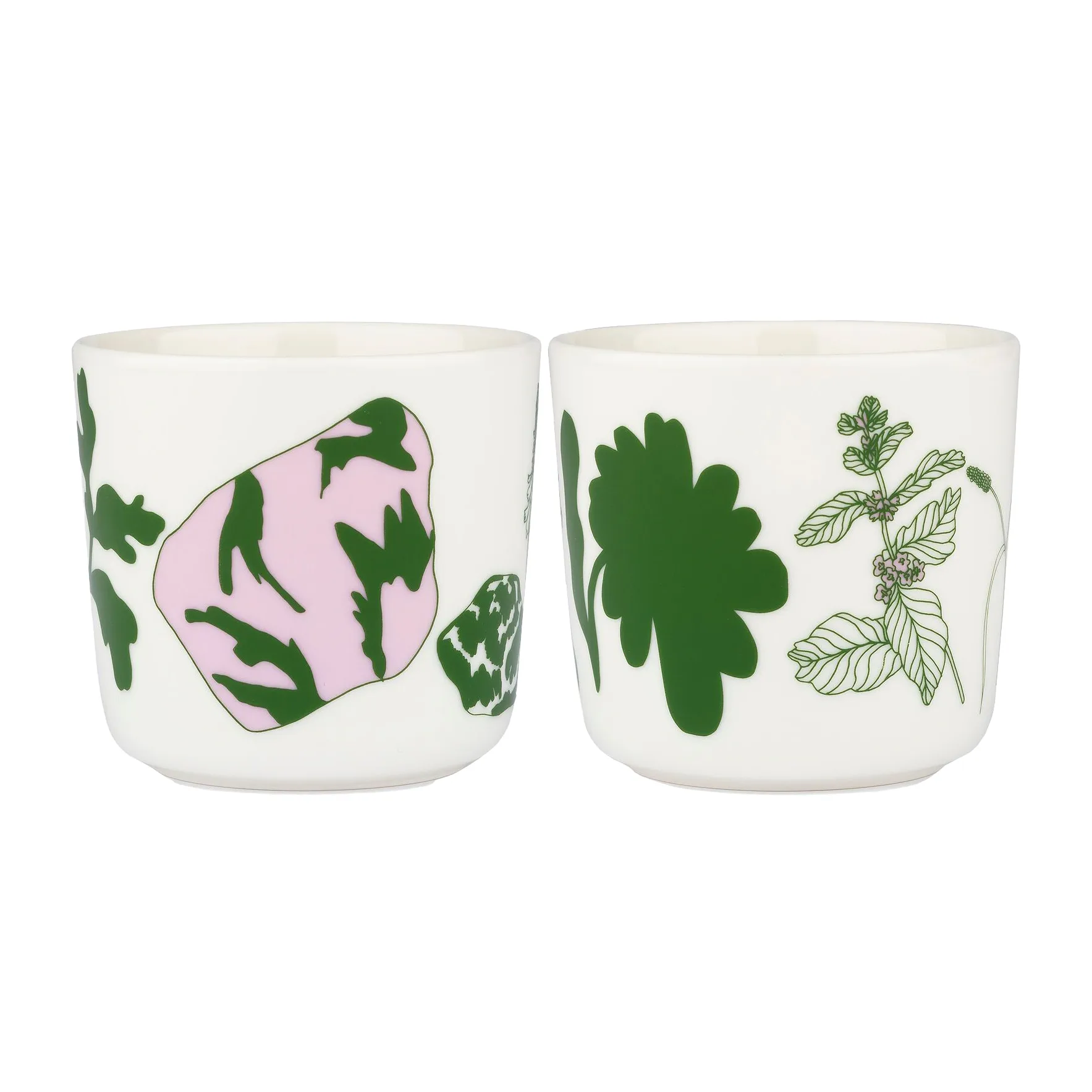 Tasse à café sans anse Elokuun Varjot 20 cl Lot de 2, Blanc-vert-rose Marimekko