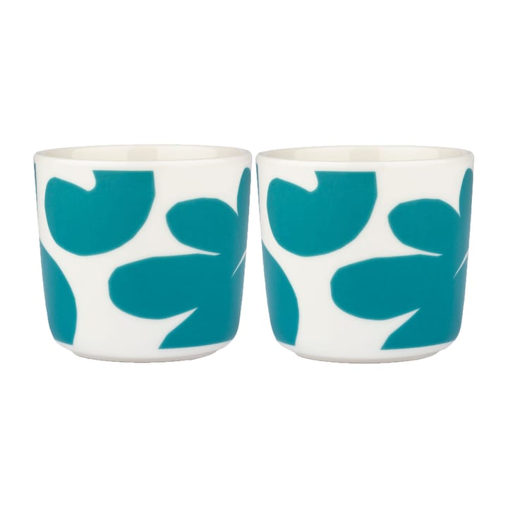 Tasse à café sans anse Leikko 20 cl Lot de 2, Blanc-turquoise Marimekko