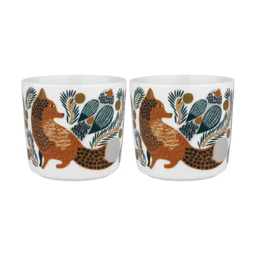 Tasse à café sans anse Oiva Ketunmarja 20 cl Lot de 2 - White-brown-dark green - Marimekko
