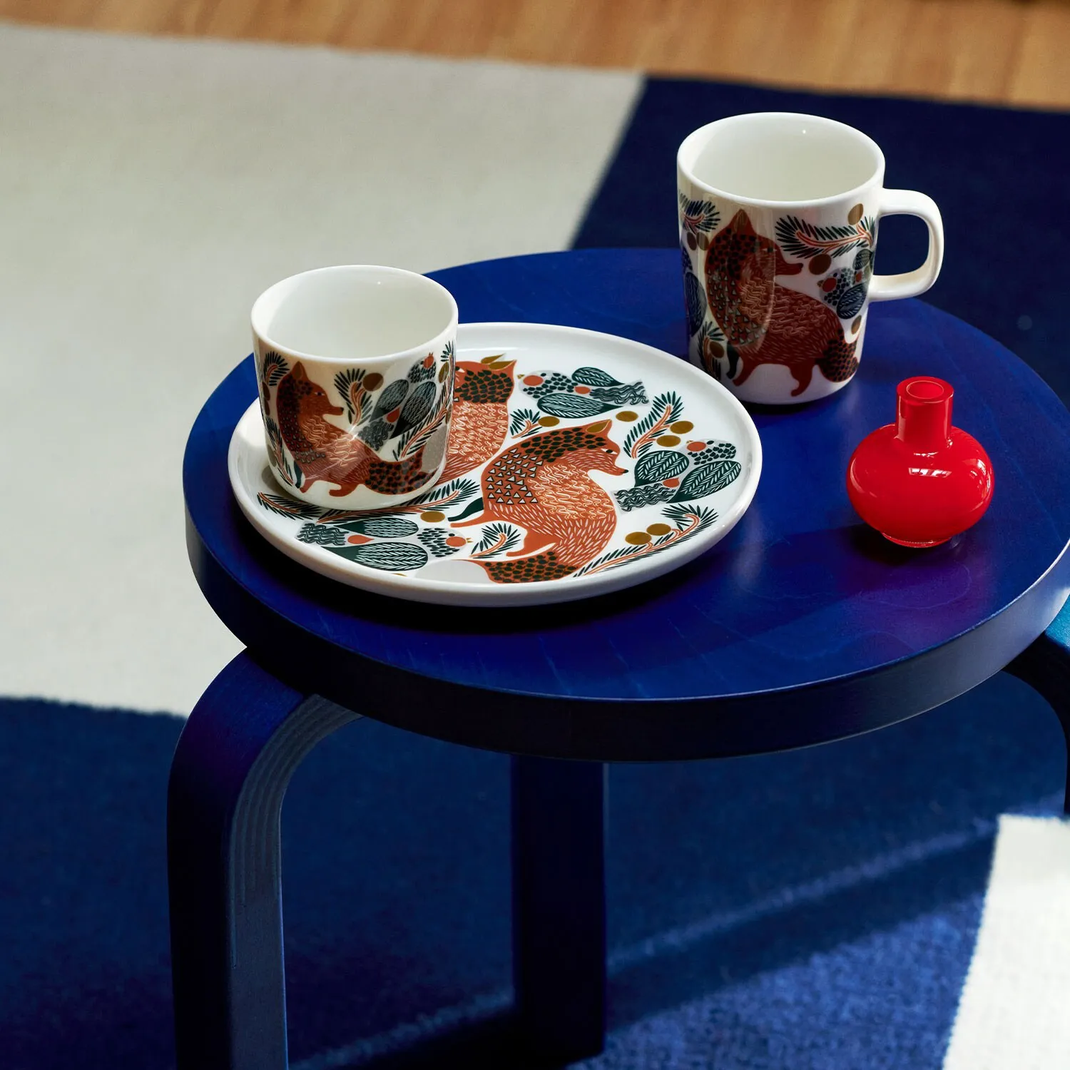 Tasse à café sans anse Oiva Ketunmarja 20 cl Lot de 2, White-brown-dark green Marimekko