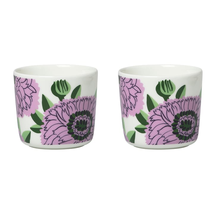 Tasse à café sans anse Oiva Primavera 20cl Lot de 2 - Blanc-violet-vert - Marimekko