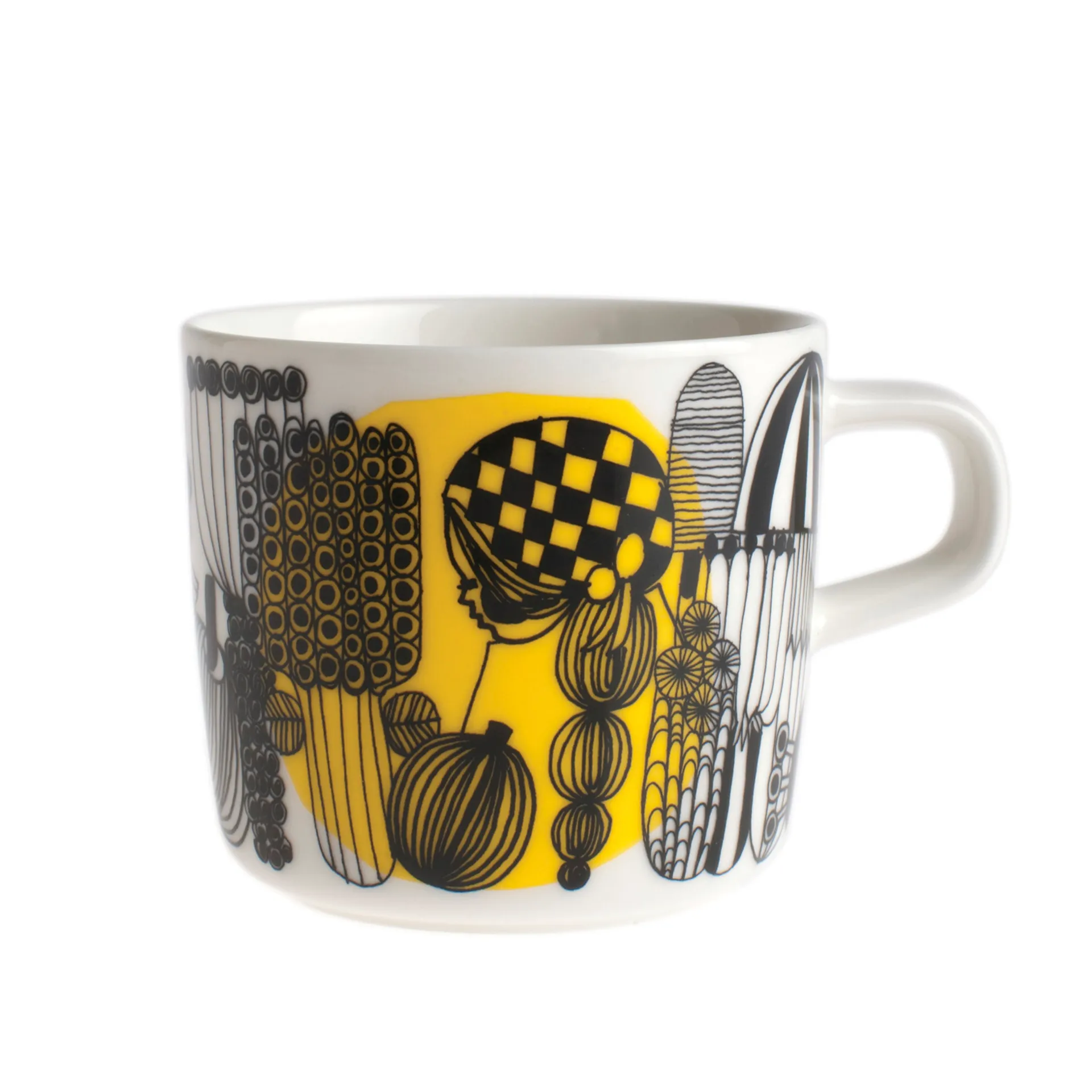 Tasse à café Siirtolapuutarha 20 cl, blanc-noir-jaune Marimekko