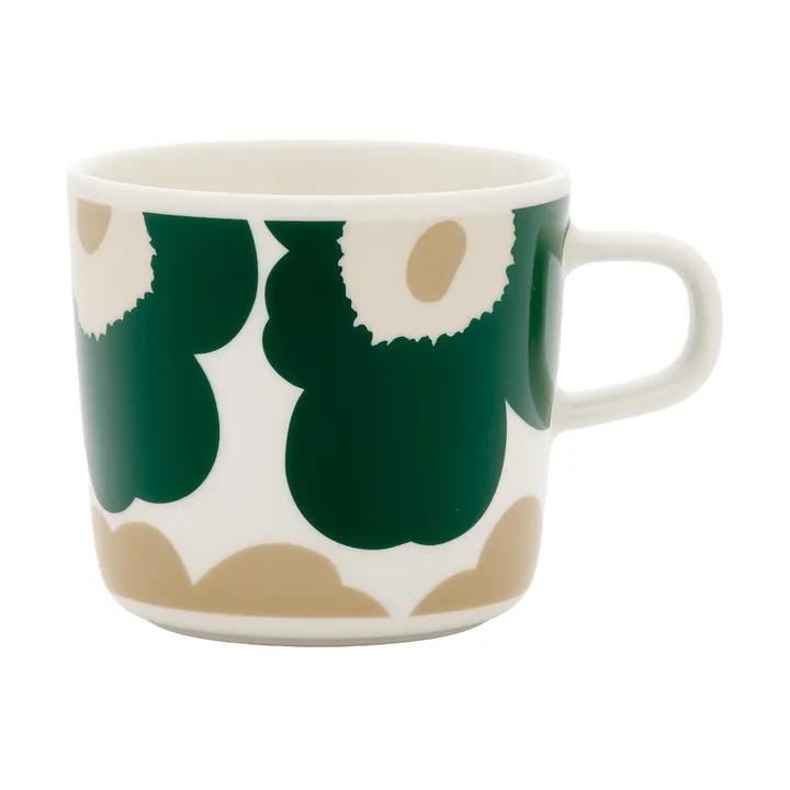 Tasse à café Unikko 20 cl - White-dark green-beige-light sand - Marimekko