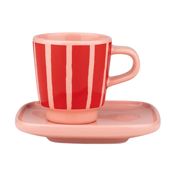 Tasse espresso avec soucoupe Piccolo - Salmon red-orange red, 5 cl - Marimekko