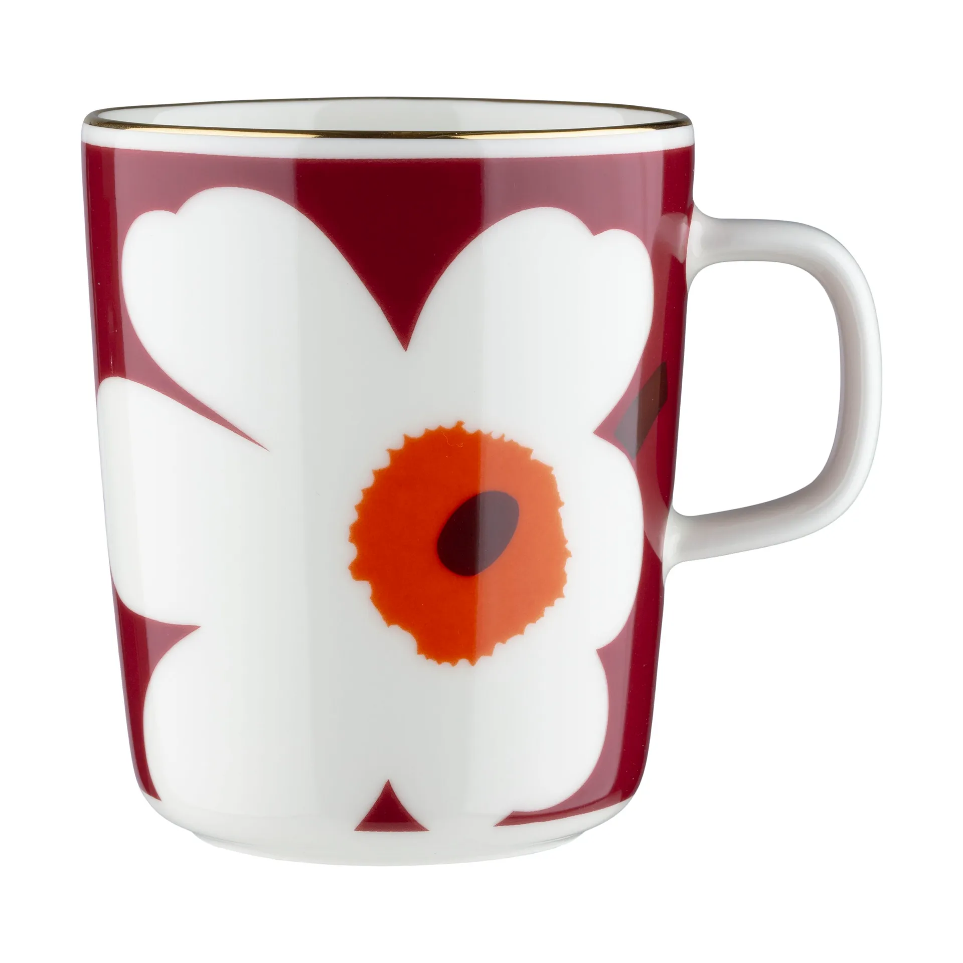 Tasse Juhla Unikko 25 cl Lot de 2, Blanc-bordeaux-or Marimekko